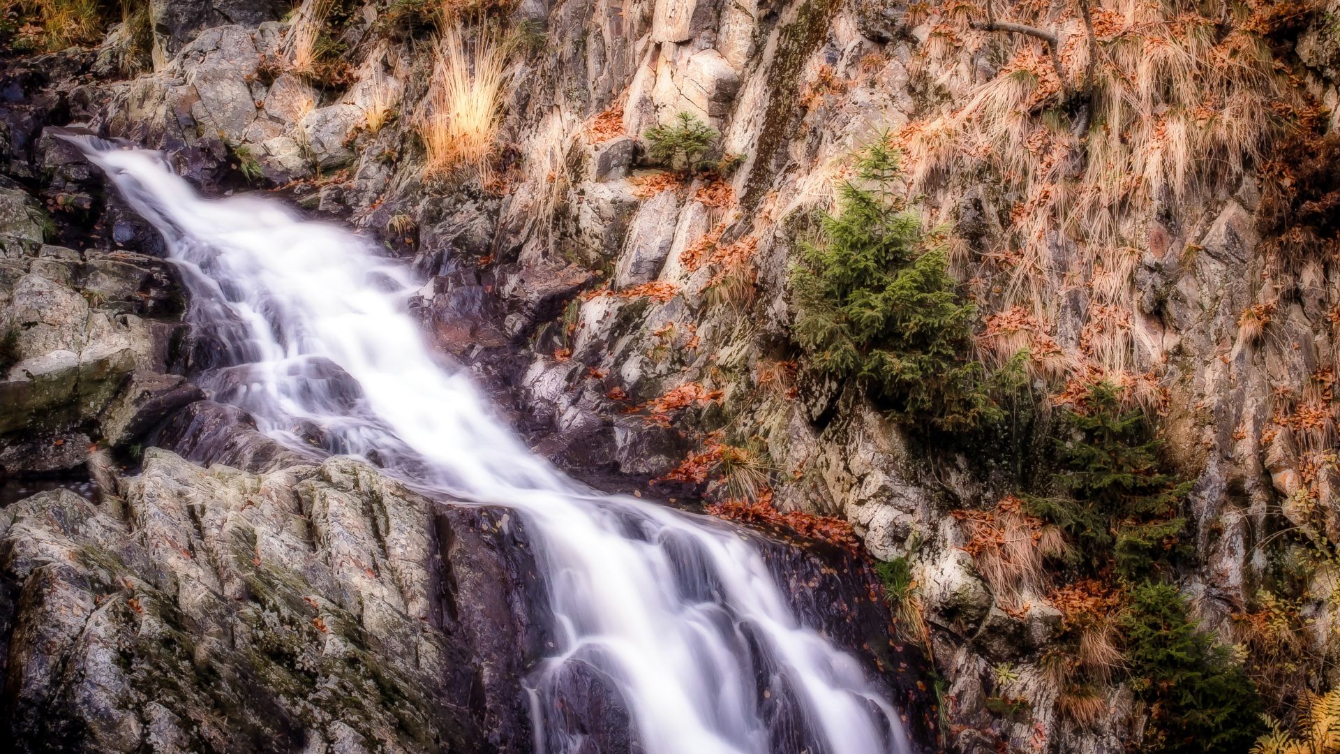 Wallpaper Waterfall mountains rocks