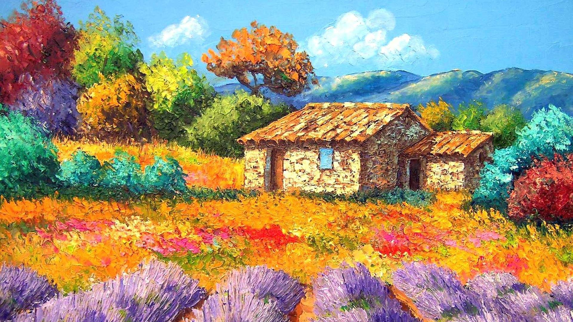 Wallpaper House colorful painting