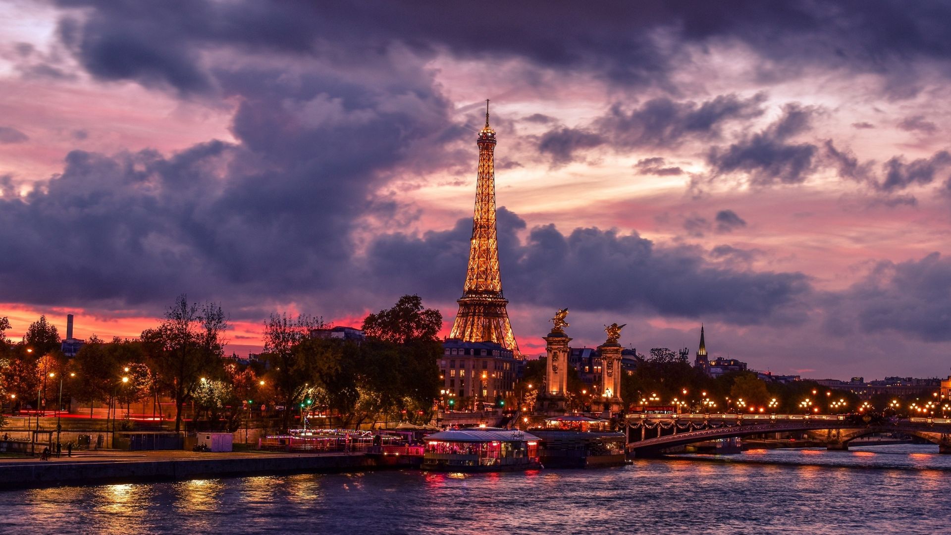 Desktop Wallpaper Eiffel Tower, Night, City, Paris, Clouds, Lights, Hd  Image, Picture, Background, 9273f3