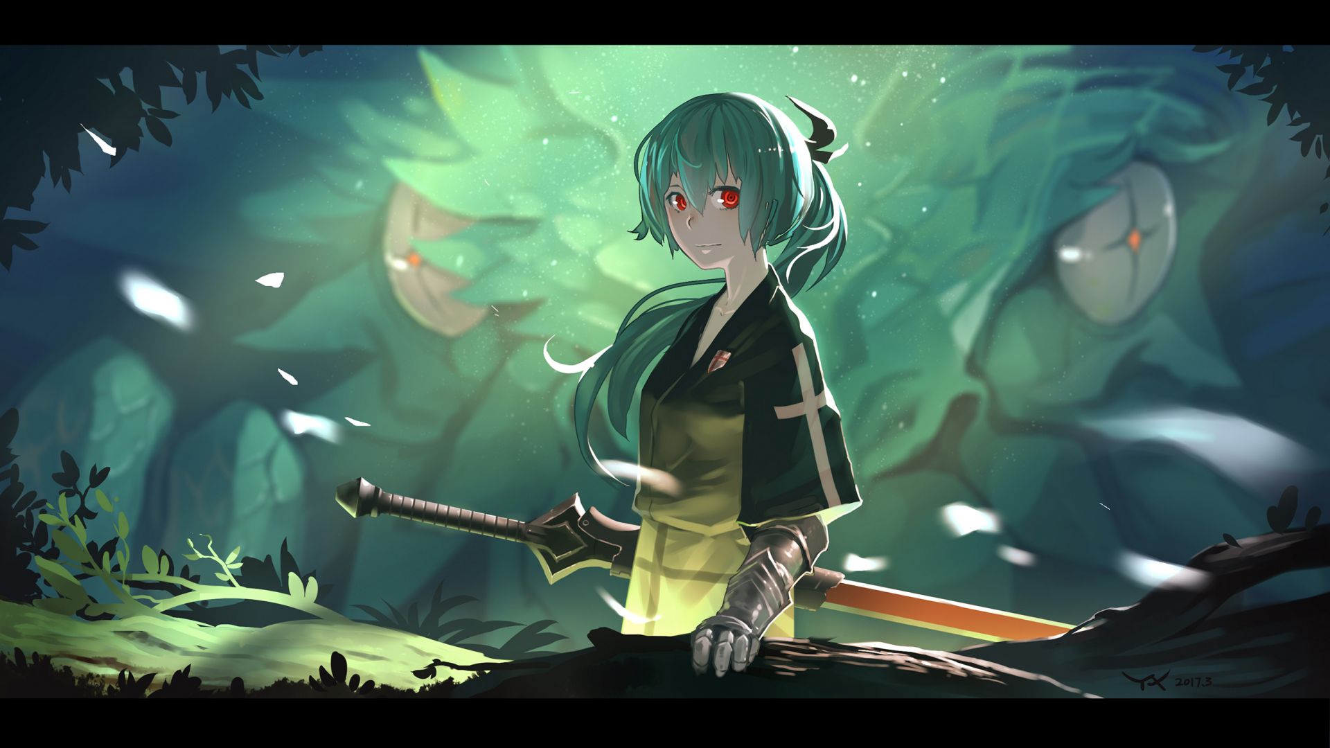 Desktop Wallpaper Warrior In Forest, Original, Anime Girl, Hd Image,  Picture, Background, 9276d8
