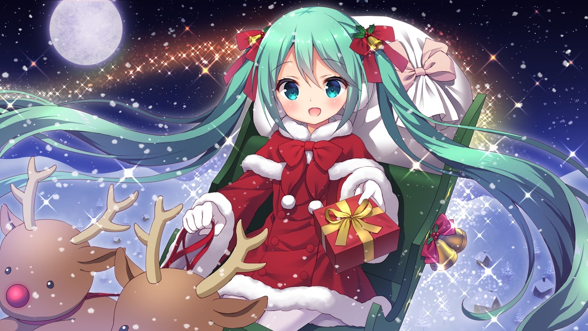 Wallpaper Cute, Santa, hatsune miku, anime girl
