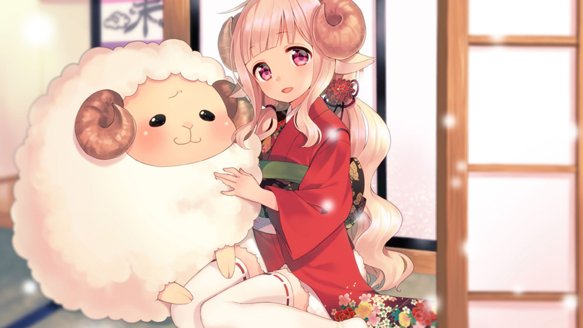 Desktop Wallpaper Cute, Anime Girl, And Sheep, Original, Hd Image, Picture,  Background, 94aebe