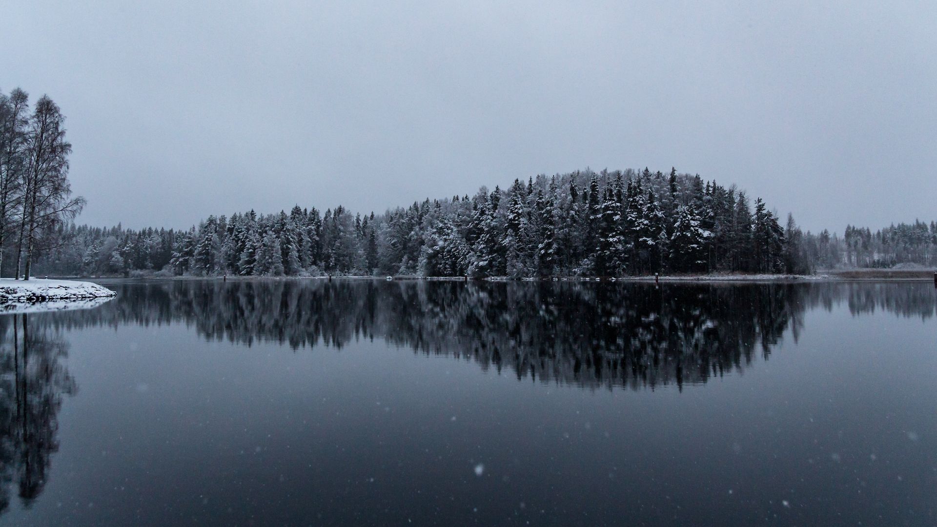 Wallpaper Winter, lake, reflections, 4k