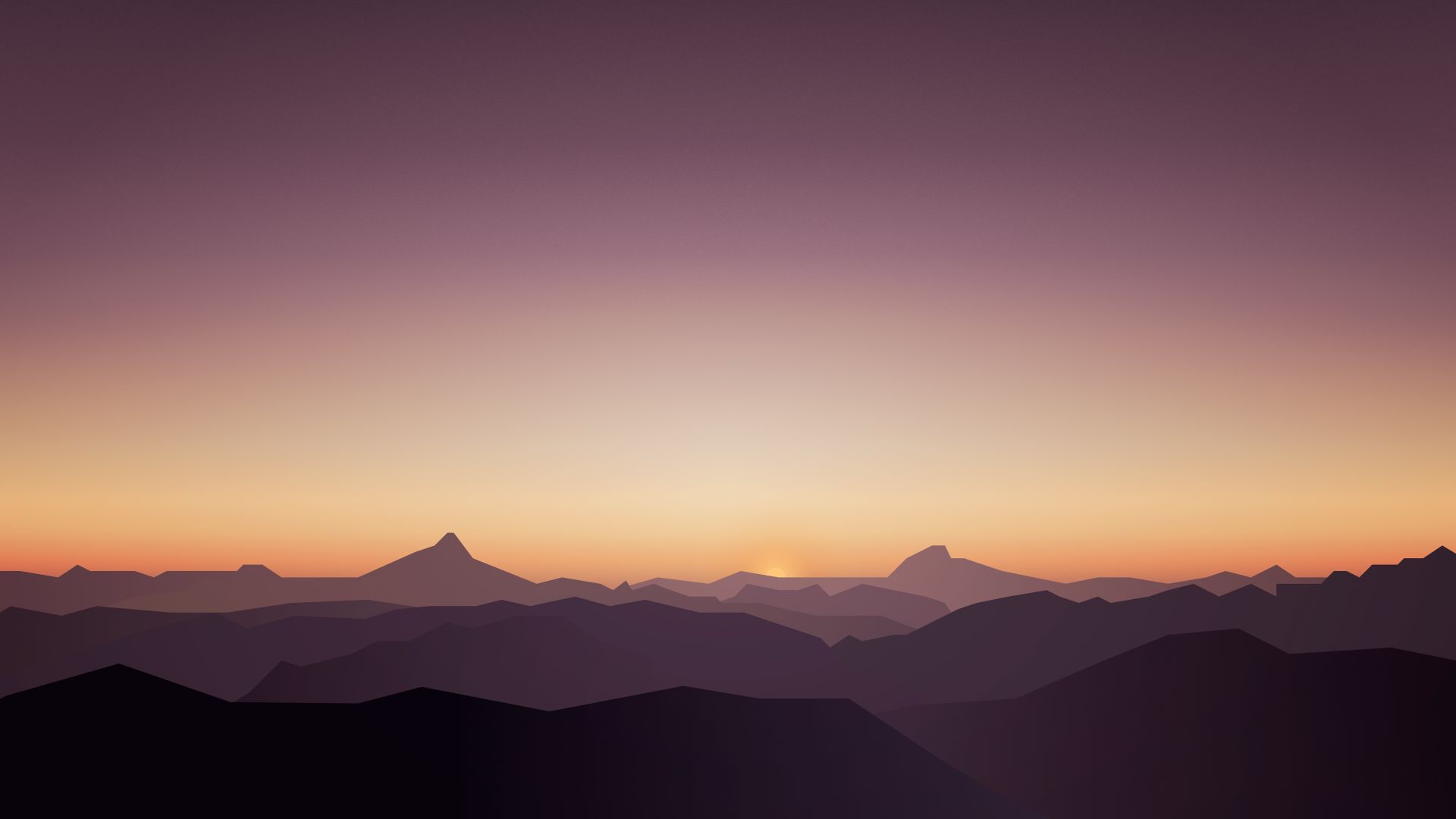 Wallpaper Calm, sunset, mountains, sky, beautiful, 4k