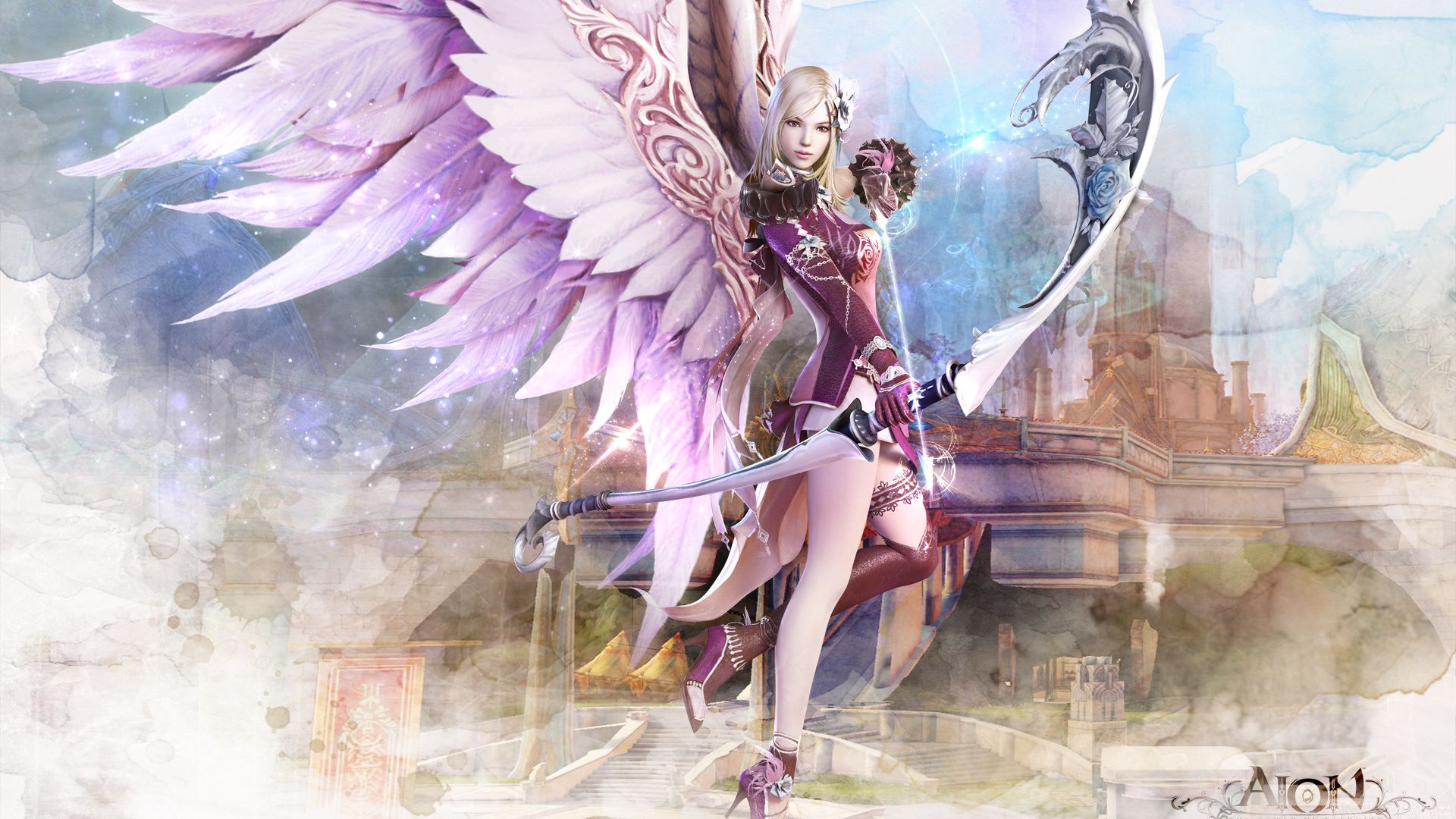 Wallpaper Wings, fantasy, woman, game, Aion: tower of eternity, archer