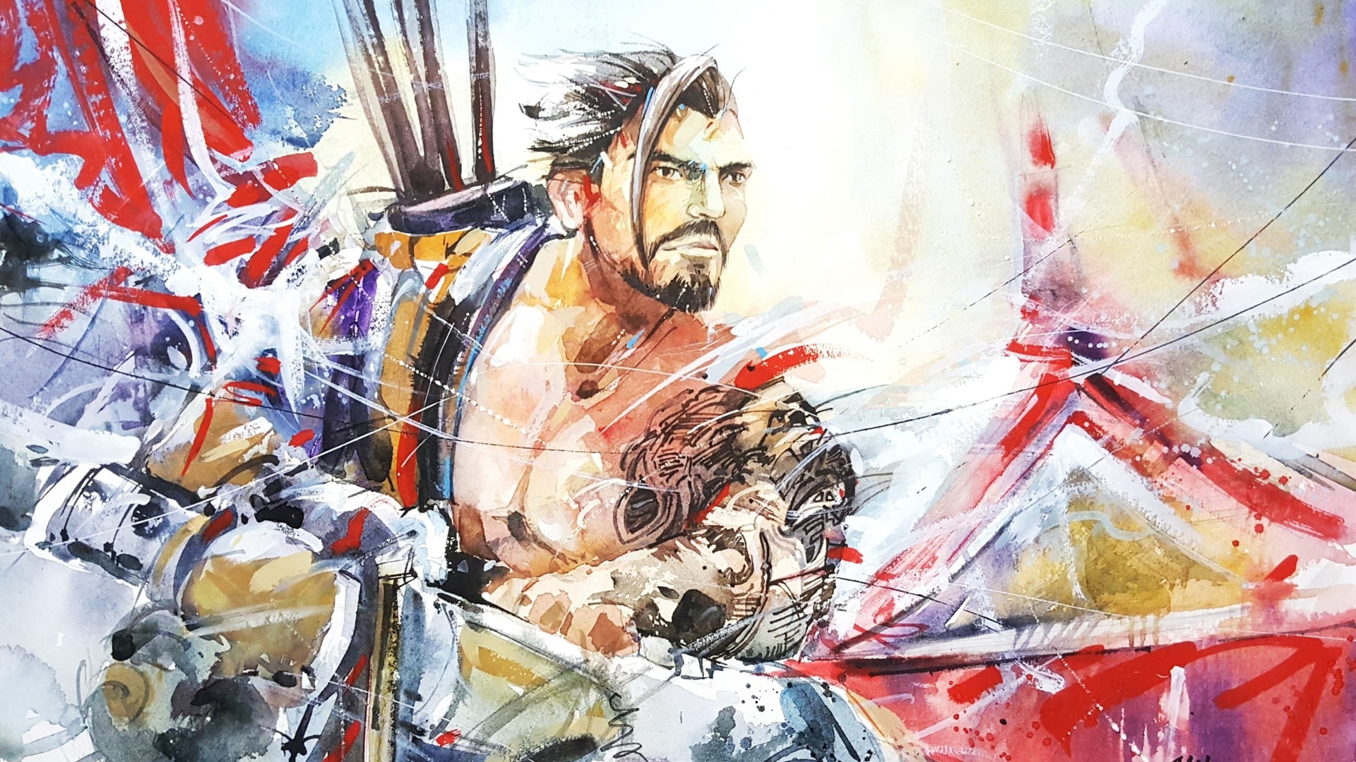 Wallpaper Hanzo, video game, overwatch, archer, art