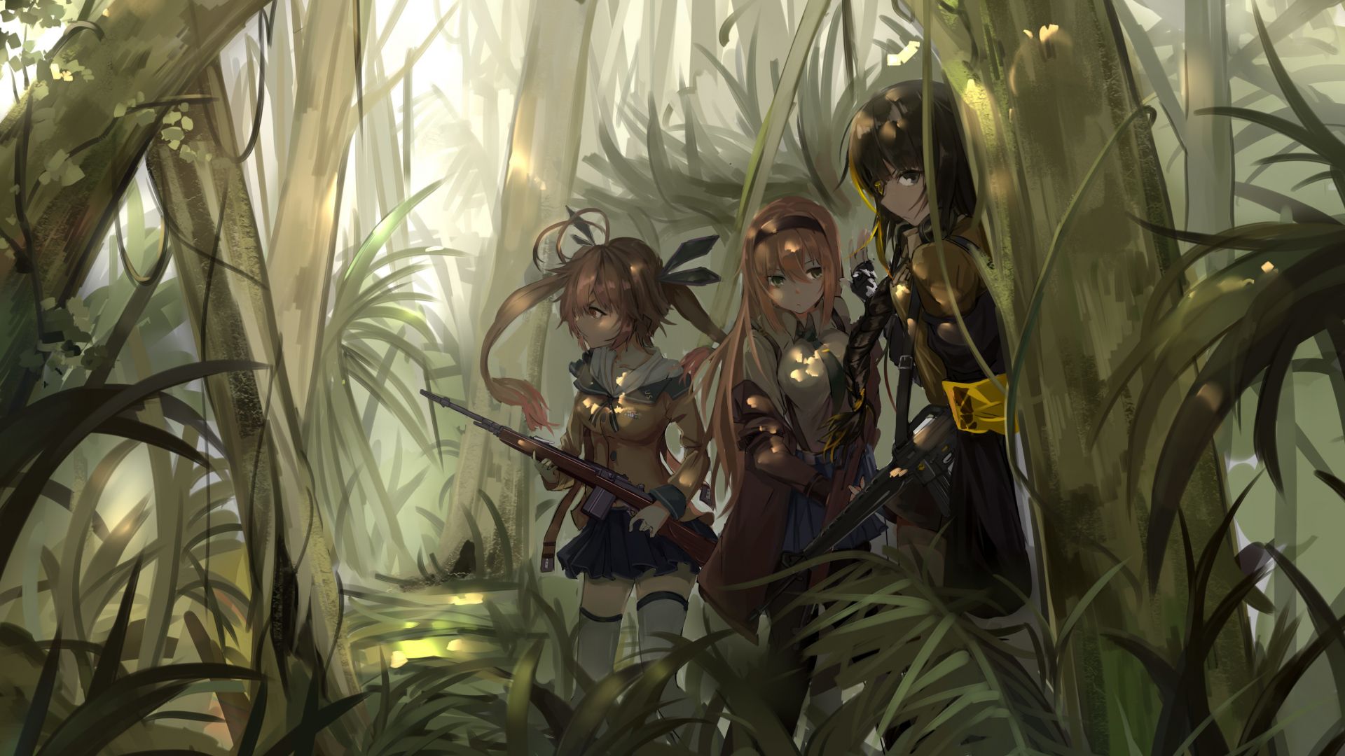Wallpaper Anime girls, forest, girls frontline