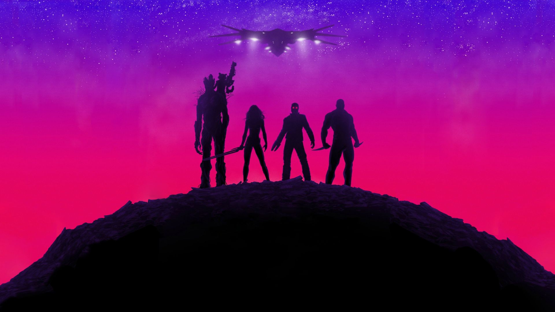 Wallpaper Guardians of the galaxy, movie, neon lights, team, superhero, poster