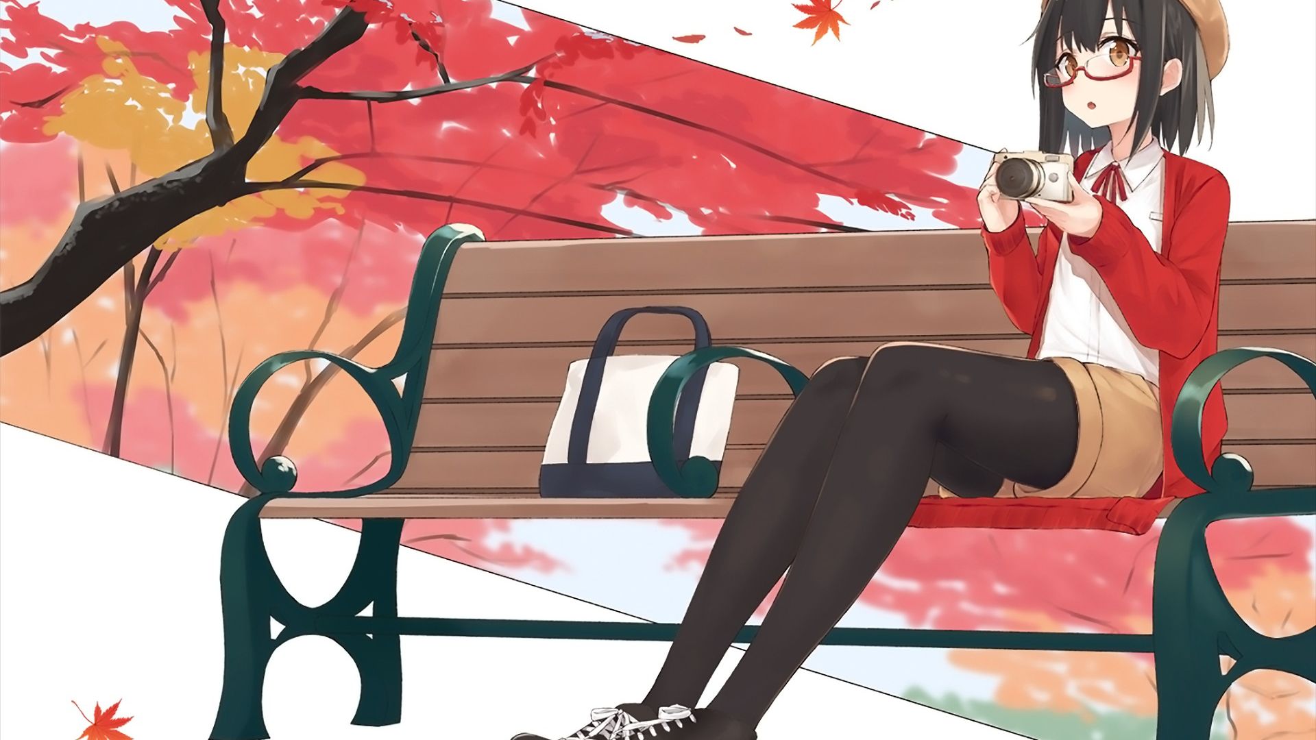 Desktop Wallpaper Cute Girl, Sitting On Bench, Garden, Hd Image, Picture,  Background, 9eebe1
