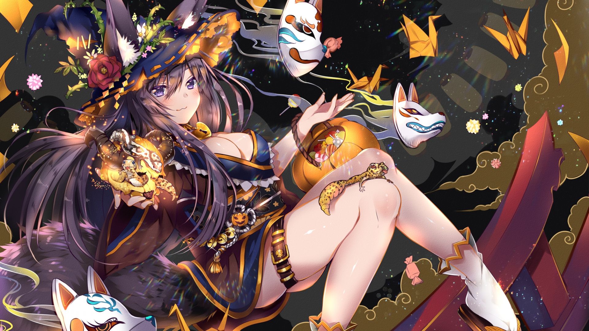 Wallpaper Witch, anime girl, halloween