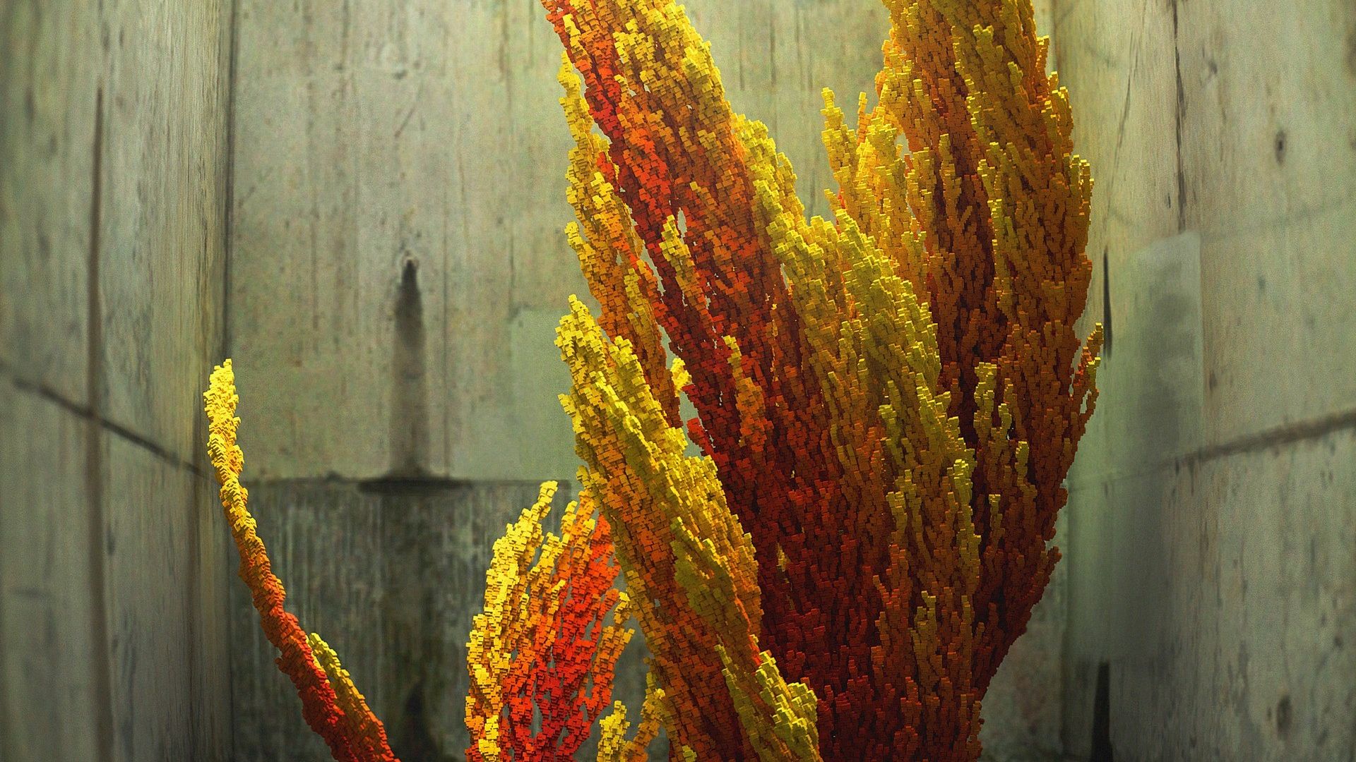 Wallpaper 3d digital artwork of plant leaves