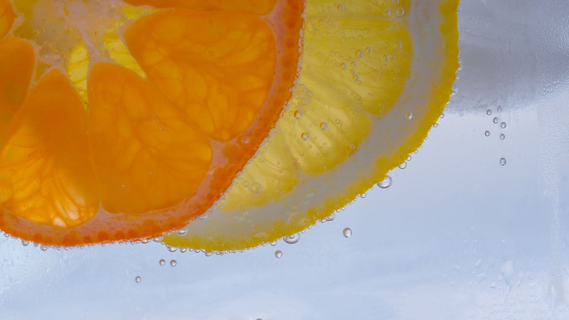Wallpaper Lemon slices, fruits, drinks, water