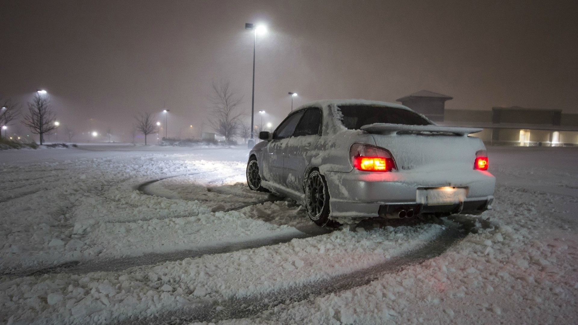 Wallpaper Subaru drift in winter