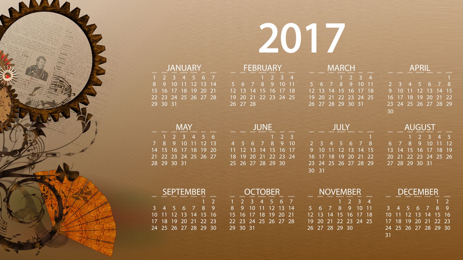 Wallpaper 2017 calendar