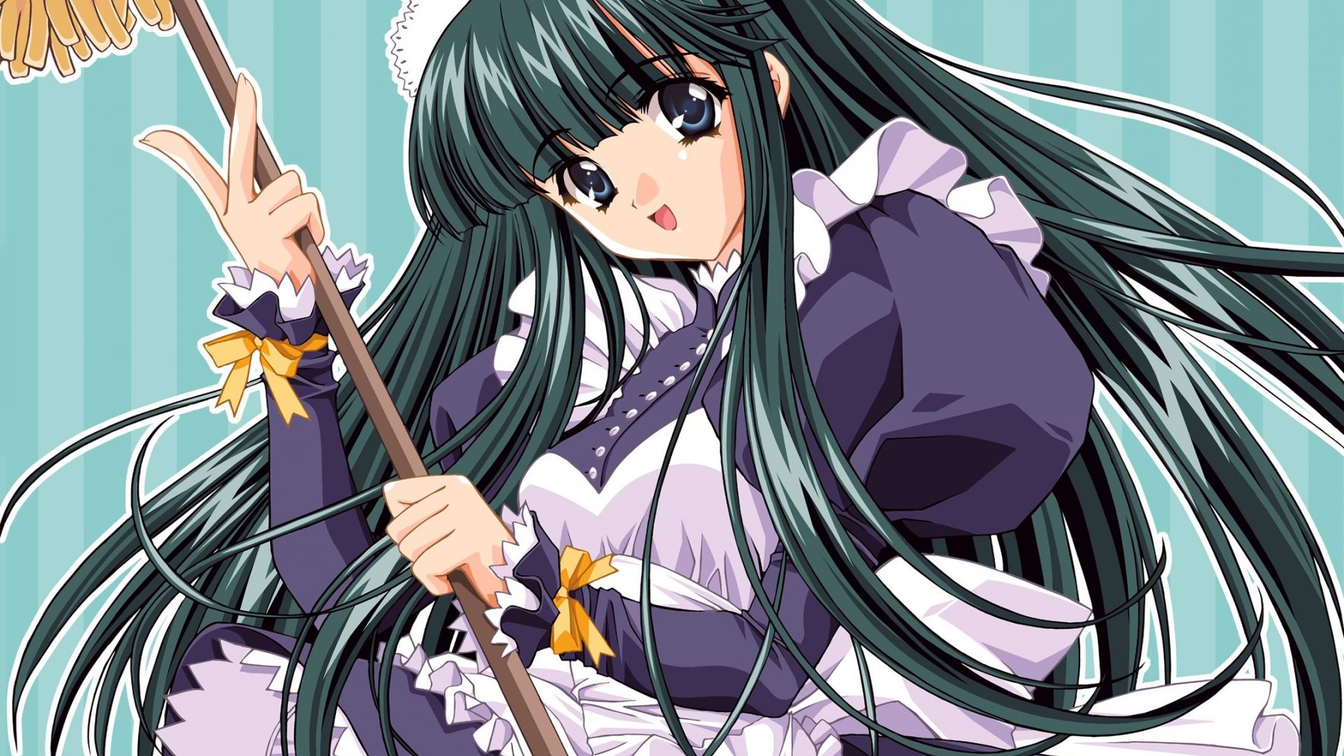 Wallpaper Maid, anime girl, happiness, original, long hair