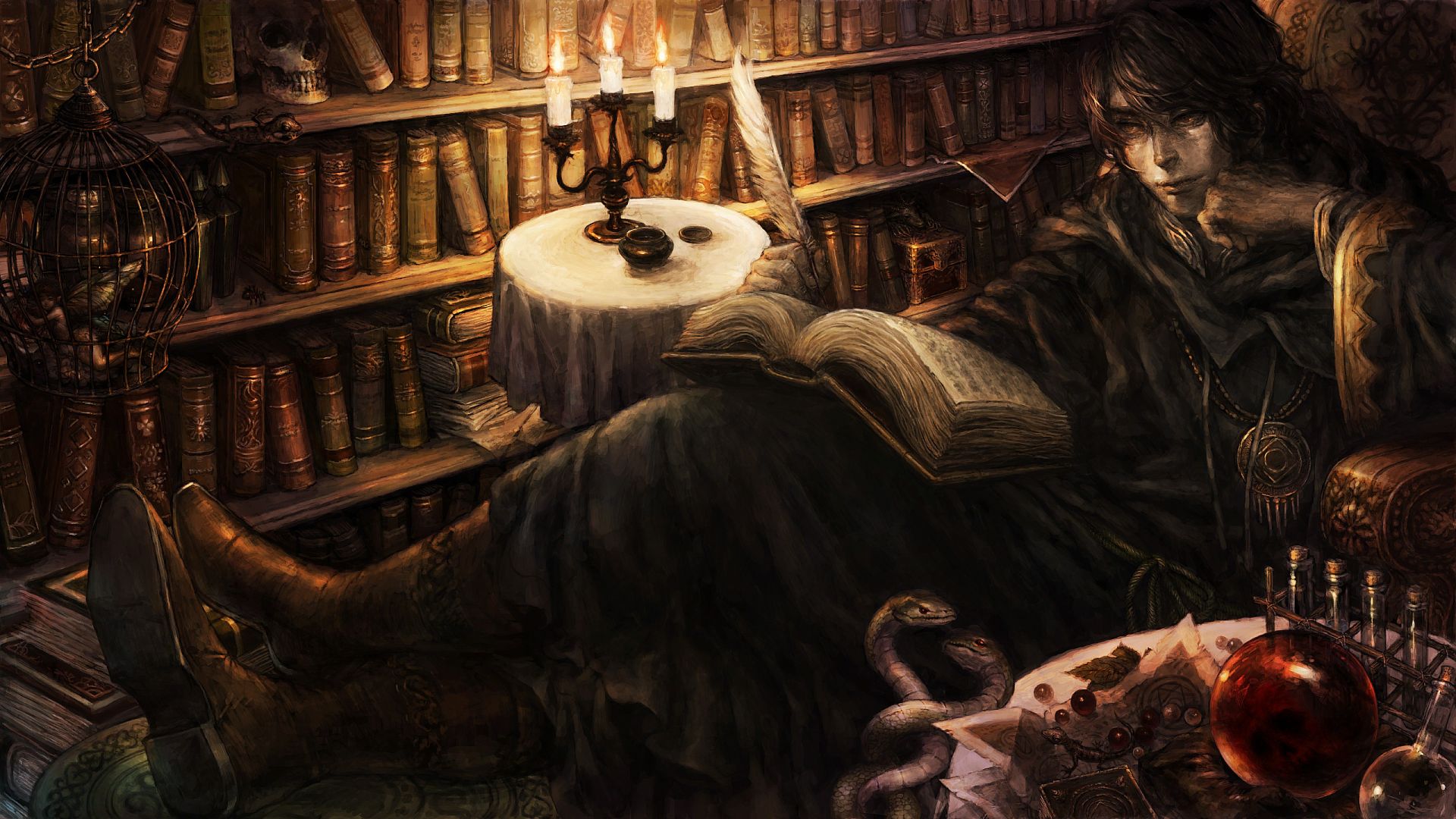 Wallpaper Dragon's crown, fantasy, reading book, library