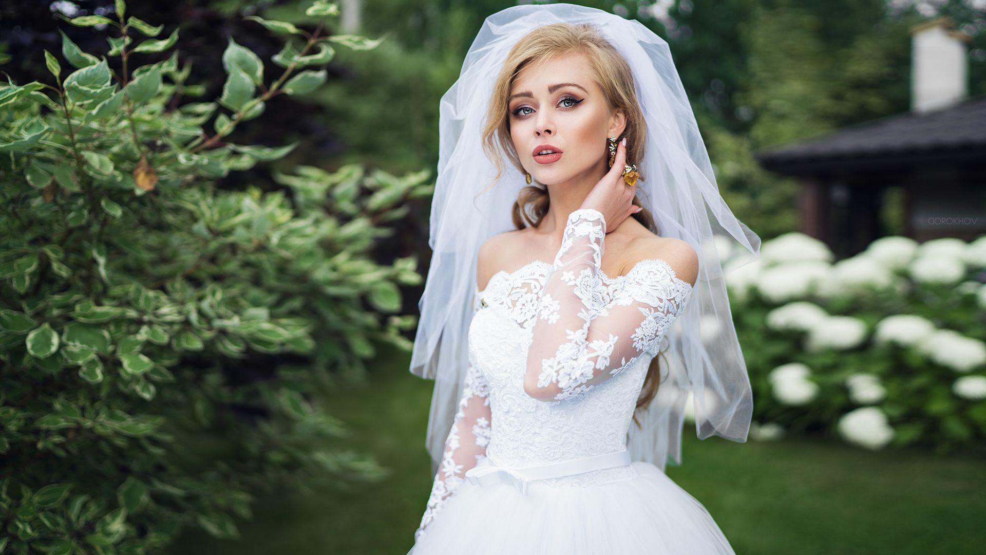 Wallpaper White wedding dress, beautiful, model