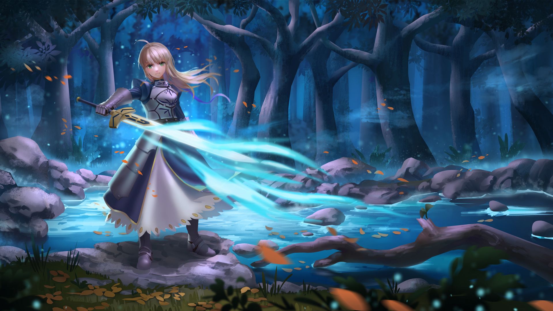 Wallpaper Saber of blue, anime girl, fate/stay night