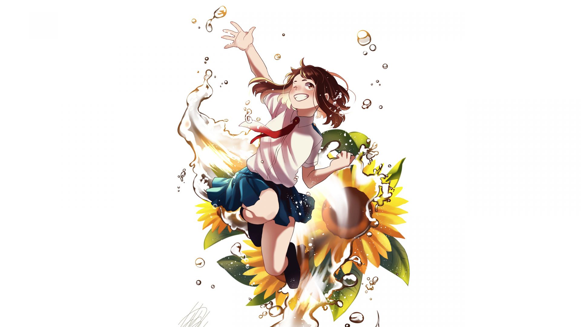 Wallpaper Ochako Uraraka, jump, anime girl