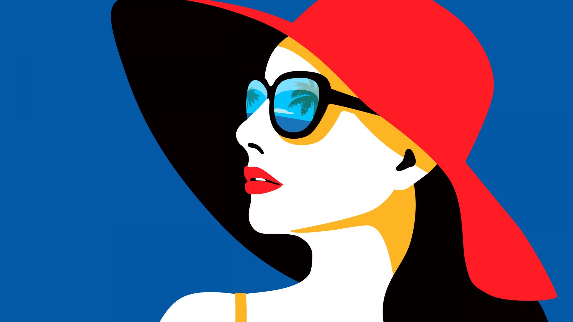 Wallpaper Woman, face, digital art, holiday, sunglasses