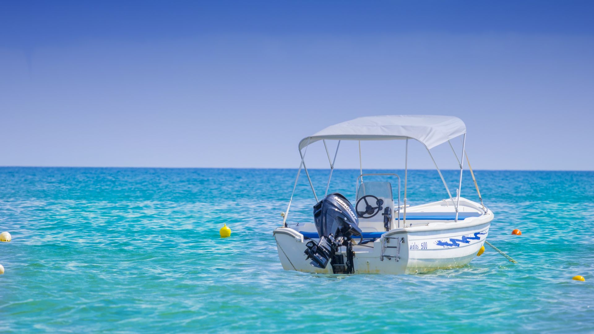 Wallpaper Boat, blue sea, alone, blue skyline, summer, holiday, 5k