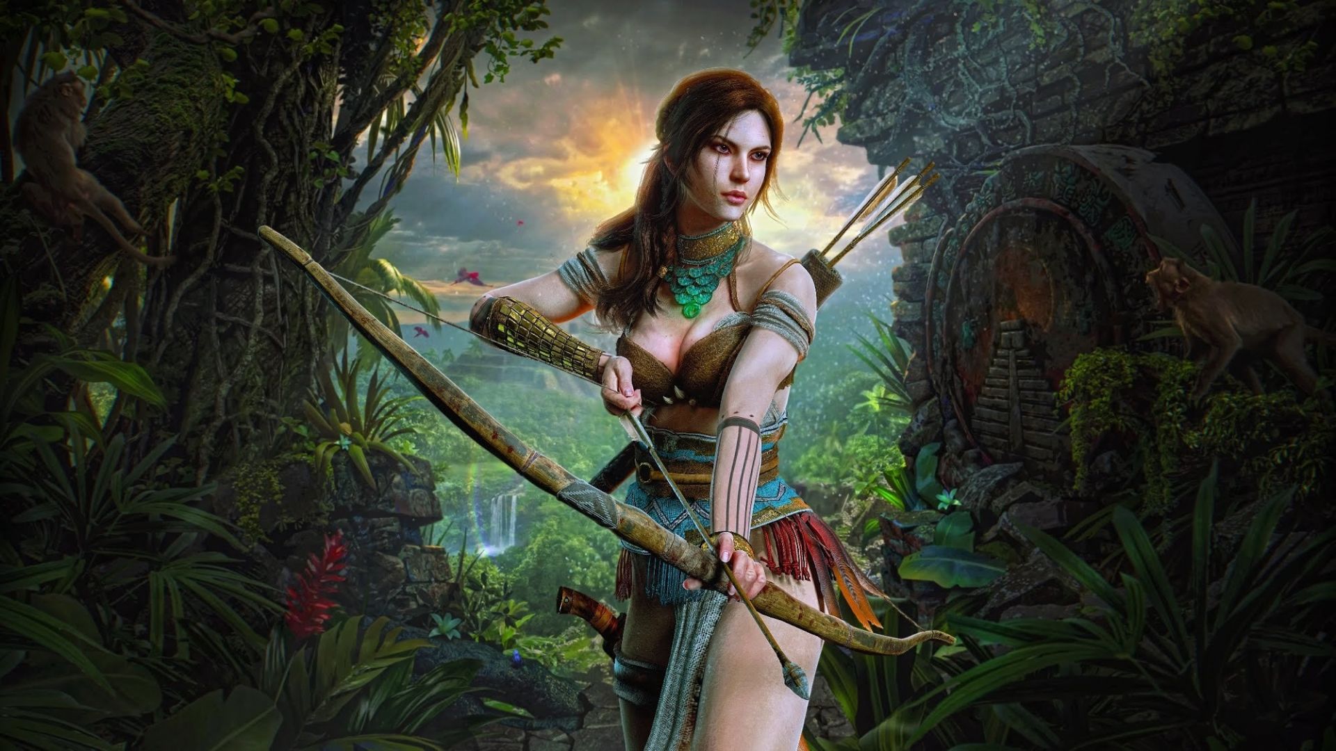 Wallpaper Beautiful archer, forest, fantasy, art