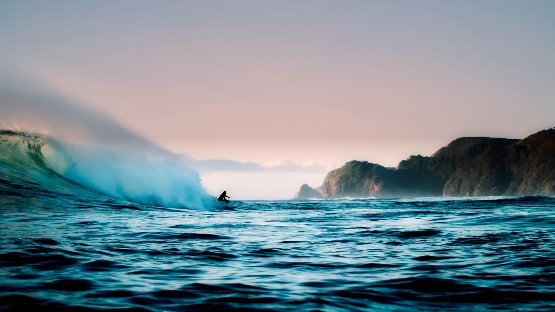 Wallpaper New Zealand, coast, surfing, sea waves, surfer, sea, cliffs