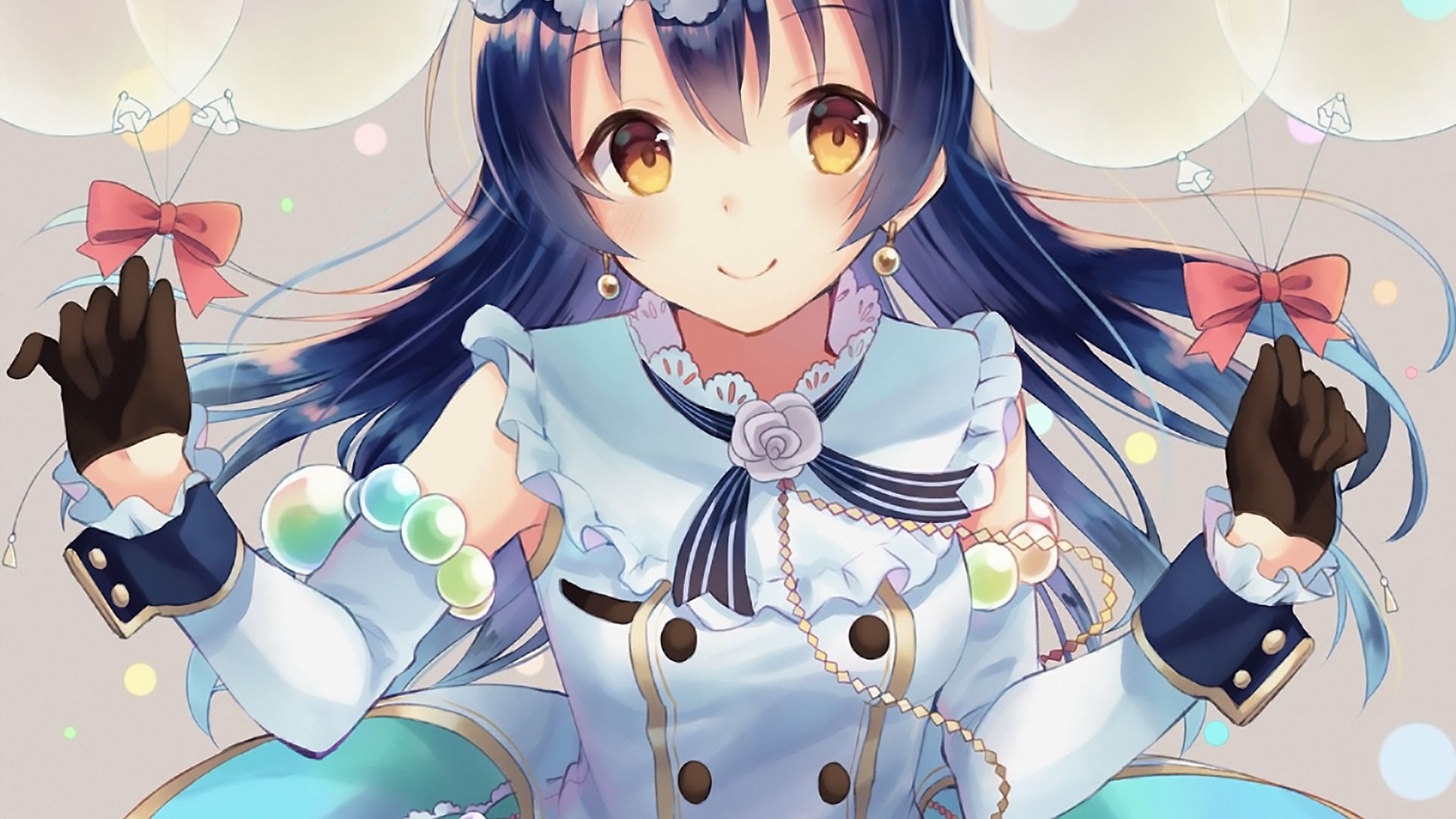 Wallpaper Cute, Umi Sonoda, Love Live!, with balloons