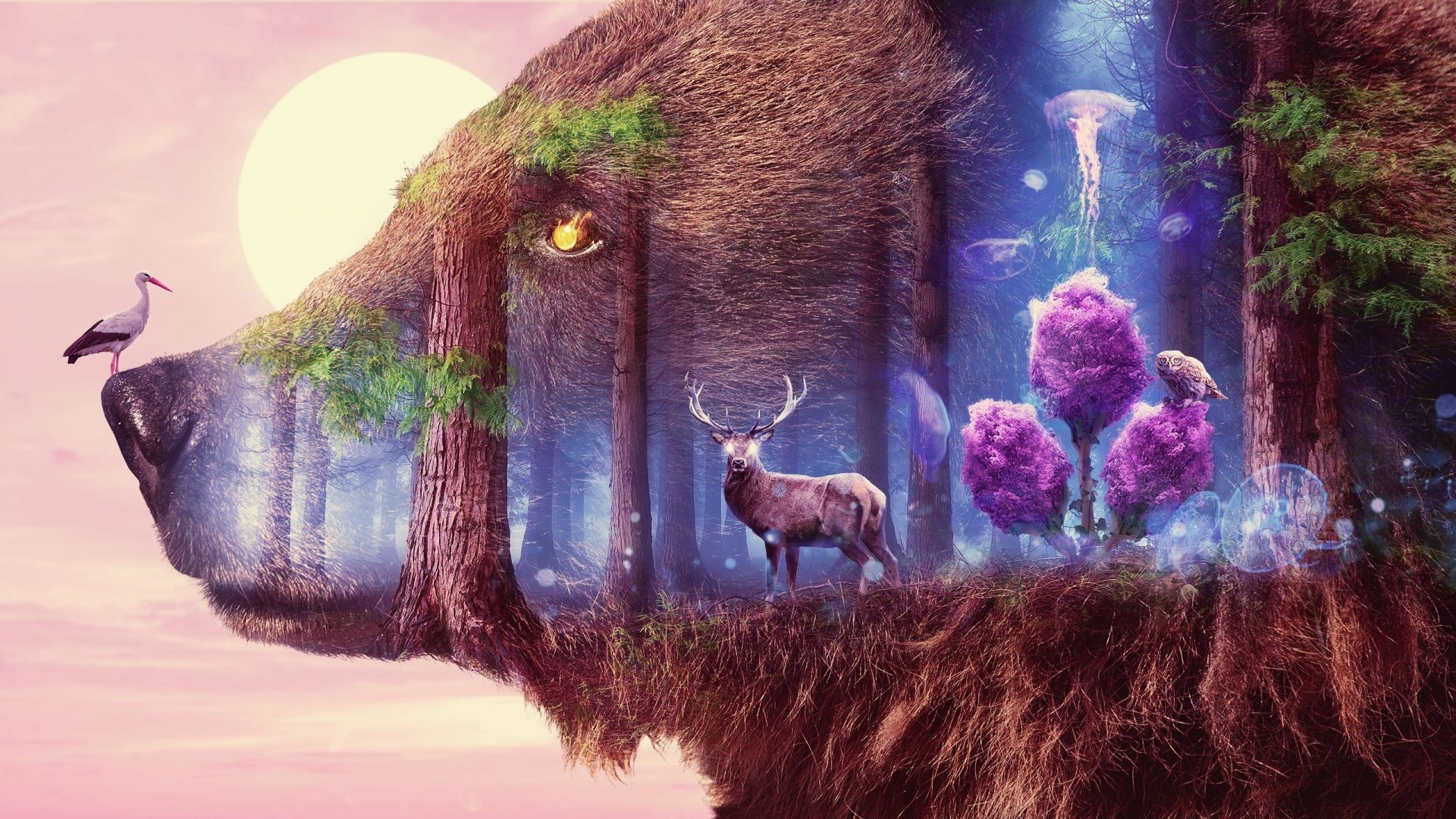 Wallpaper Mystical, fantasy, forest, wildlife, art