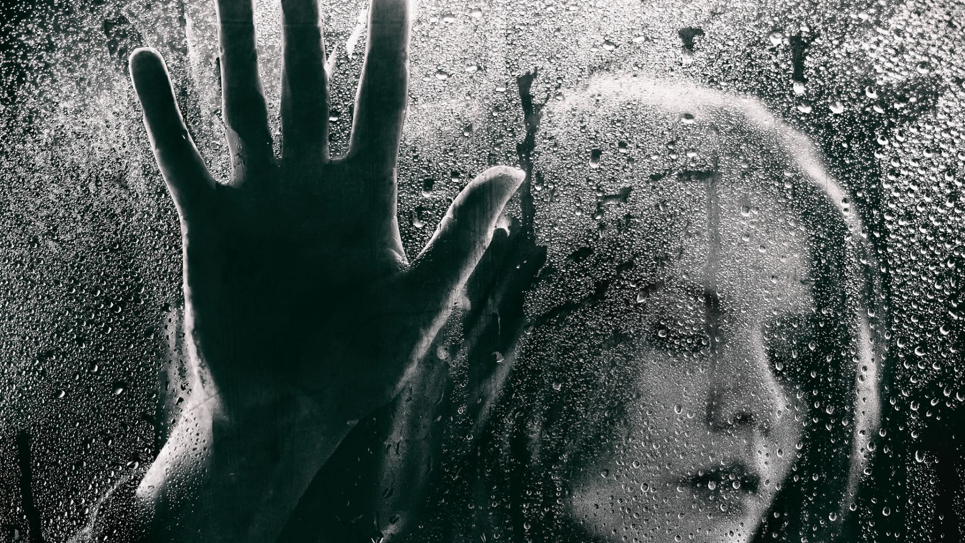 Wallpaper Mirror, hand, water drops, surface, girl's face