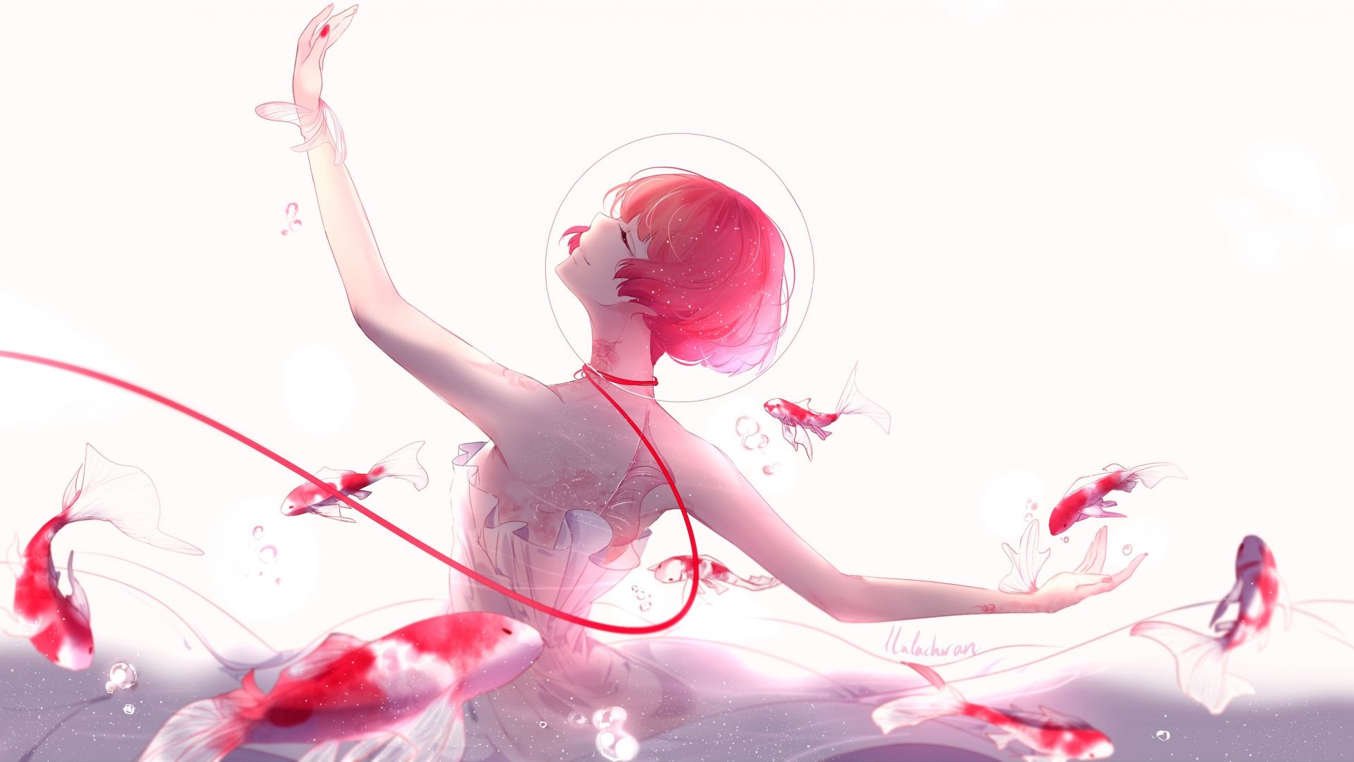 Wallpaper Short hair anime girl, dance, artwork, original, 4k