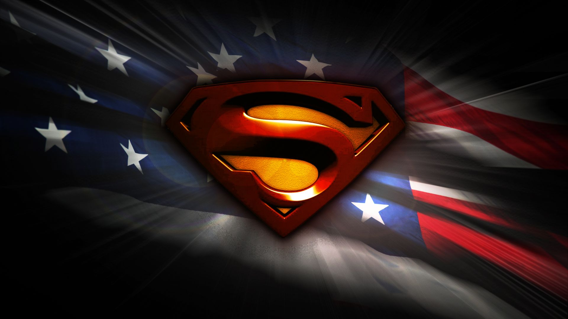 Wallpaper Superman, USA flag, logo