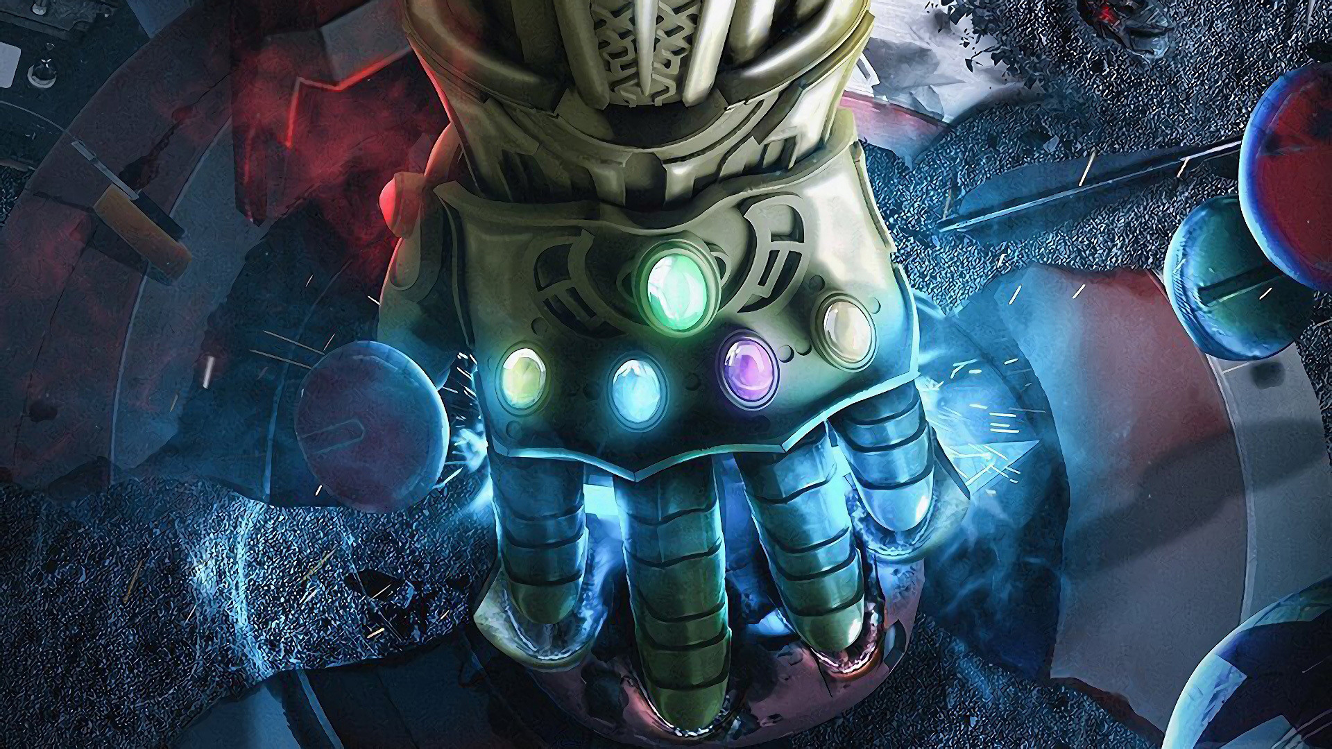 Wallpaper Thanos, Infinity Gauntlet, gems