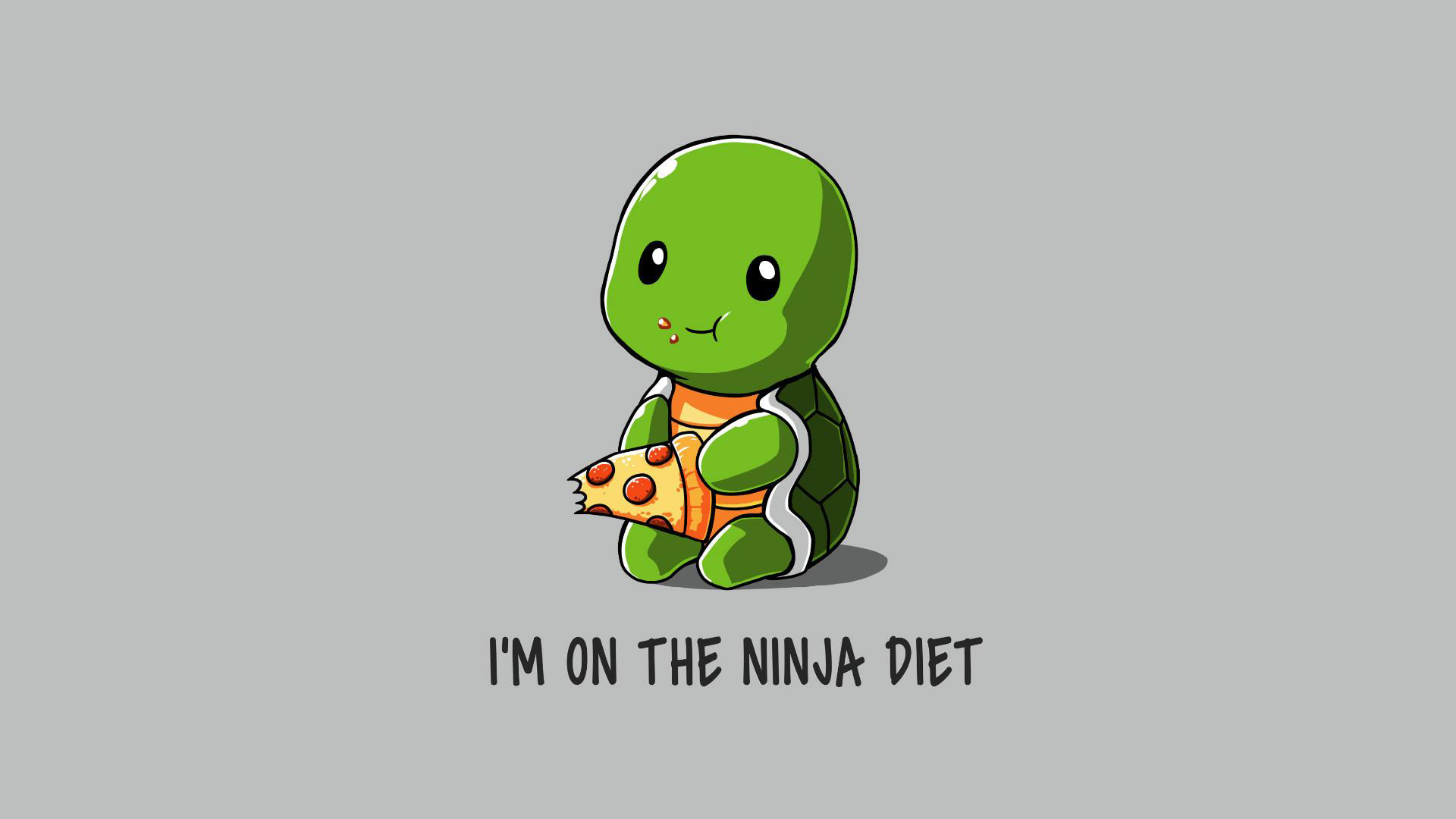 Wallpaper Humor, turtle, eating pizza