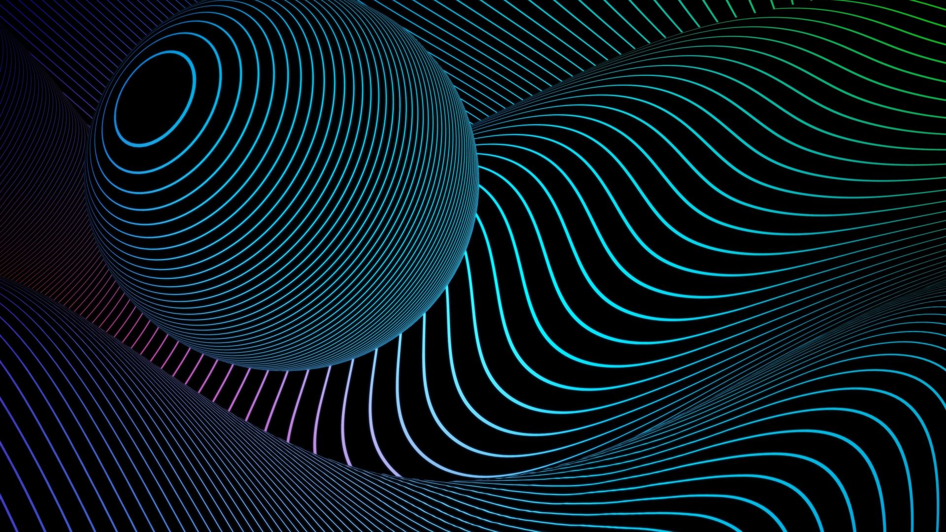 Wallpaper 3D dimensional sphere, texture, lines, abstract