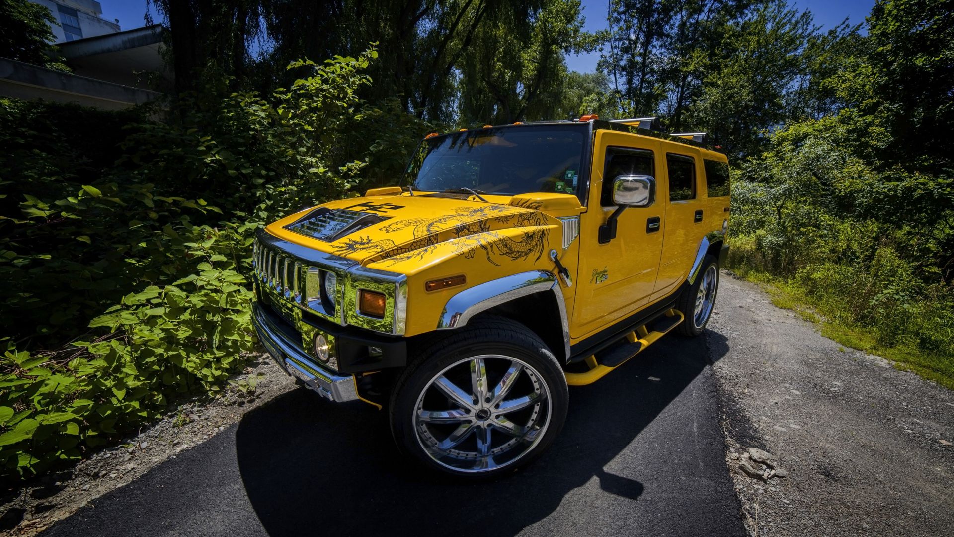 Wallpaper Yellow Hummer Car