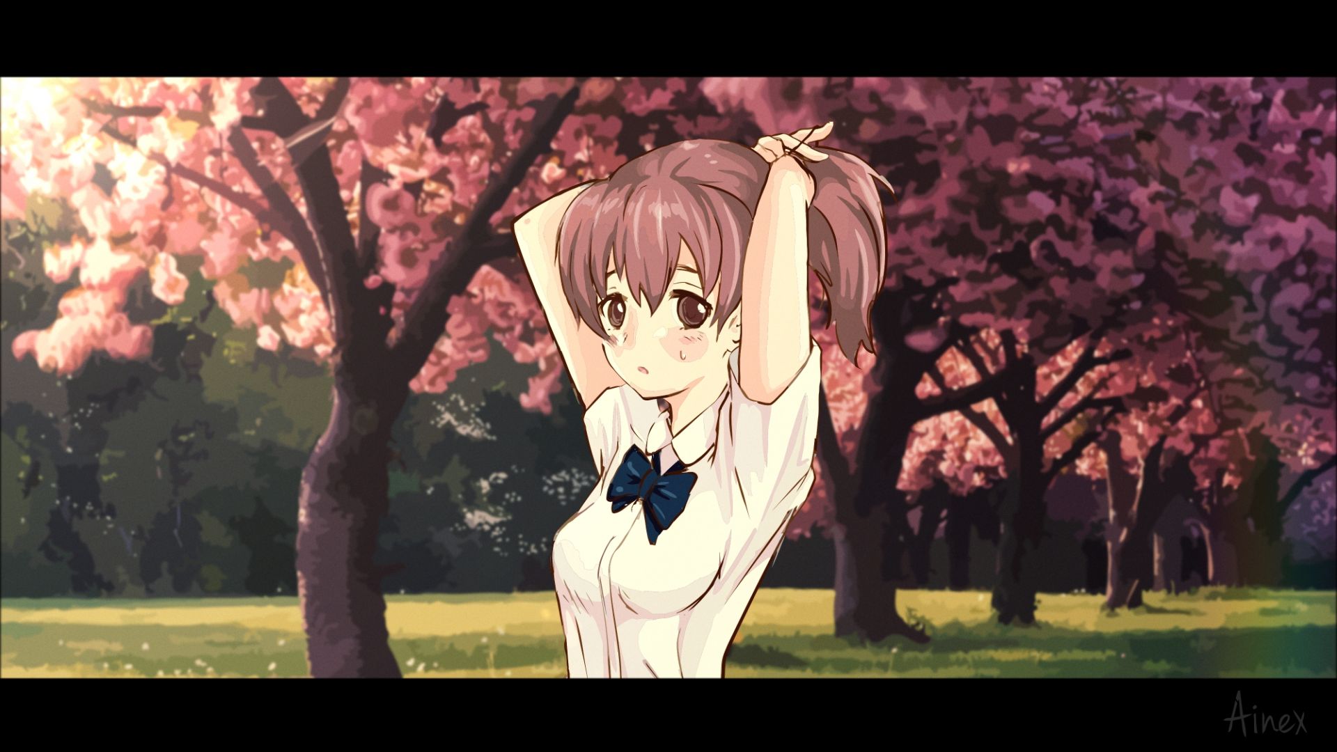 Wallpaper Worried anime girl in park, Shouko Nishimiya, Koe no Katachi