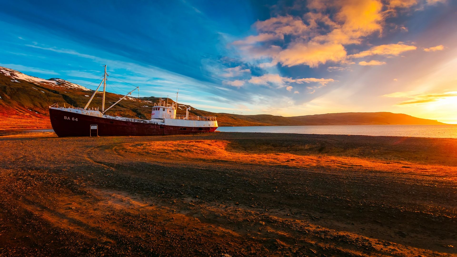Wallpaper Ship, boat, sunset, landscape