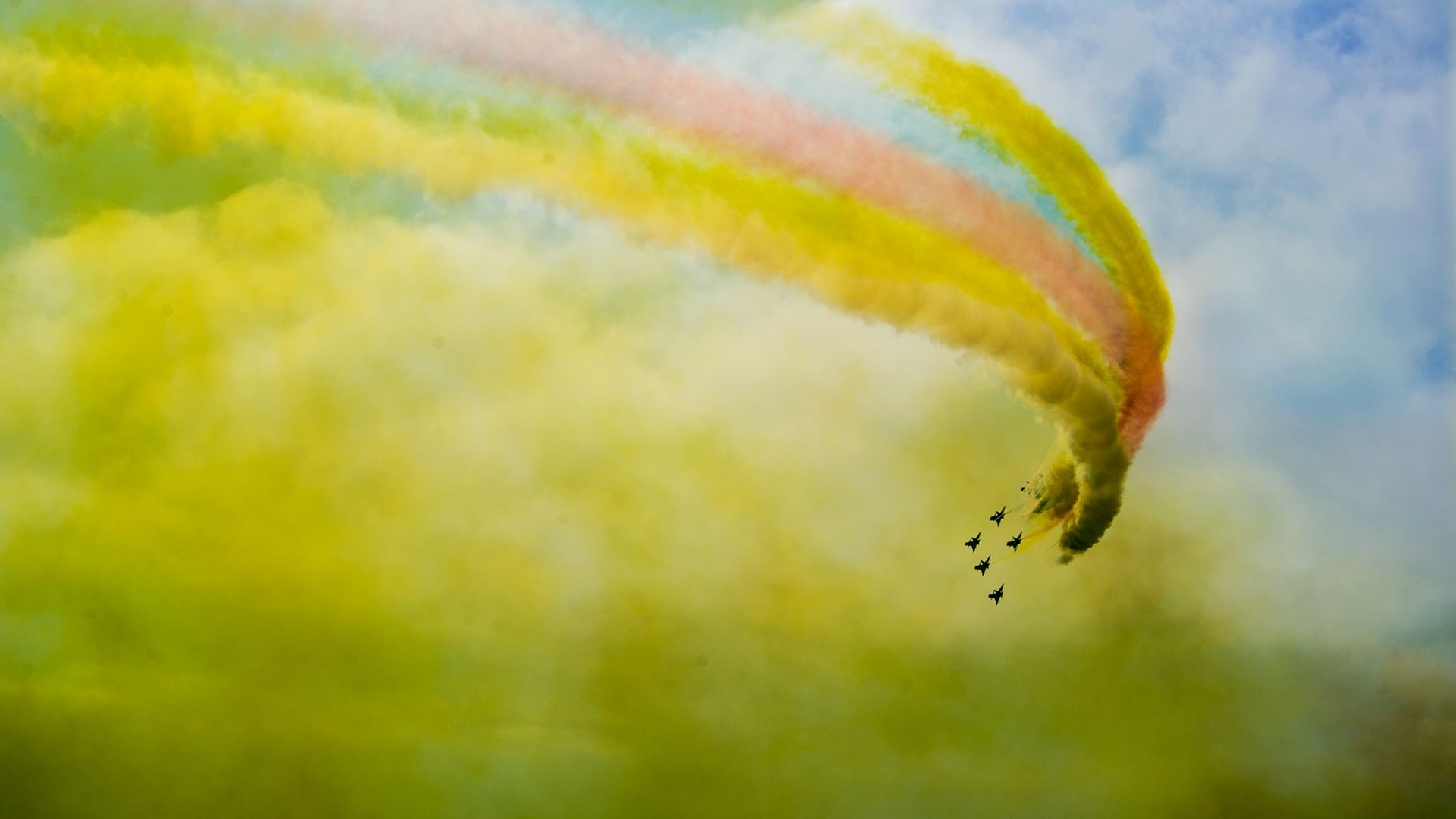 Wallpaper Aircraft, airplane, airshow, colorful clouds