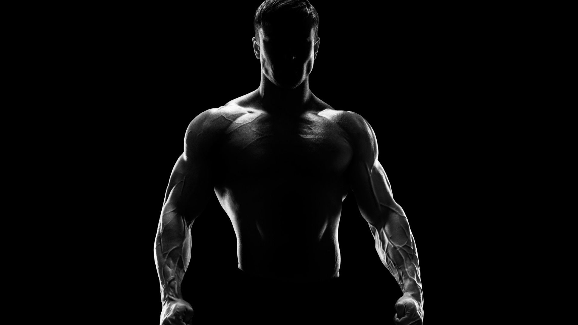 Wallpaper Muscles, fitness, male model, monochrome