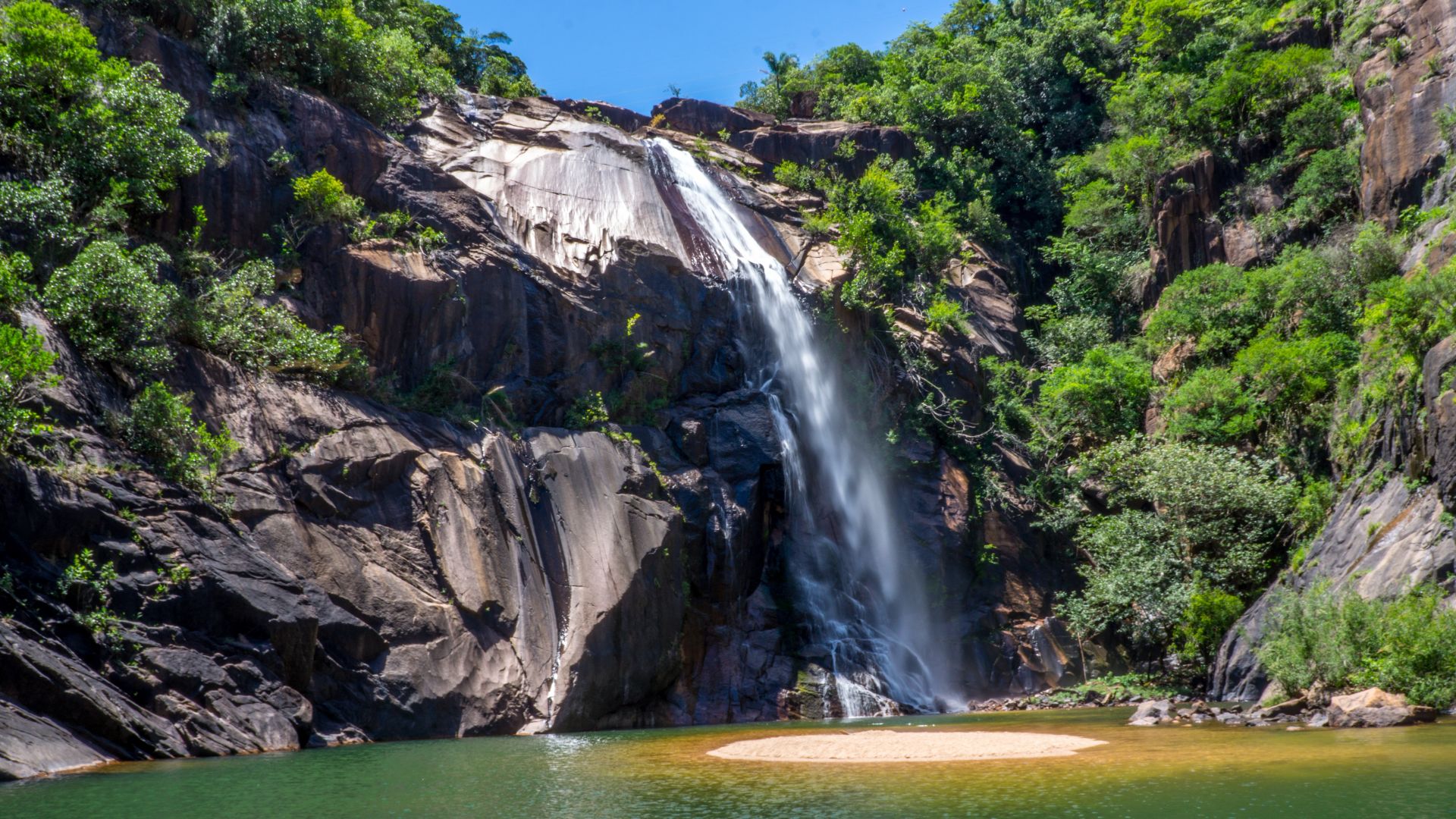 Wallpaper Brazil sao paulo waterfall and cliff