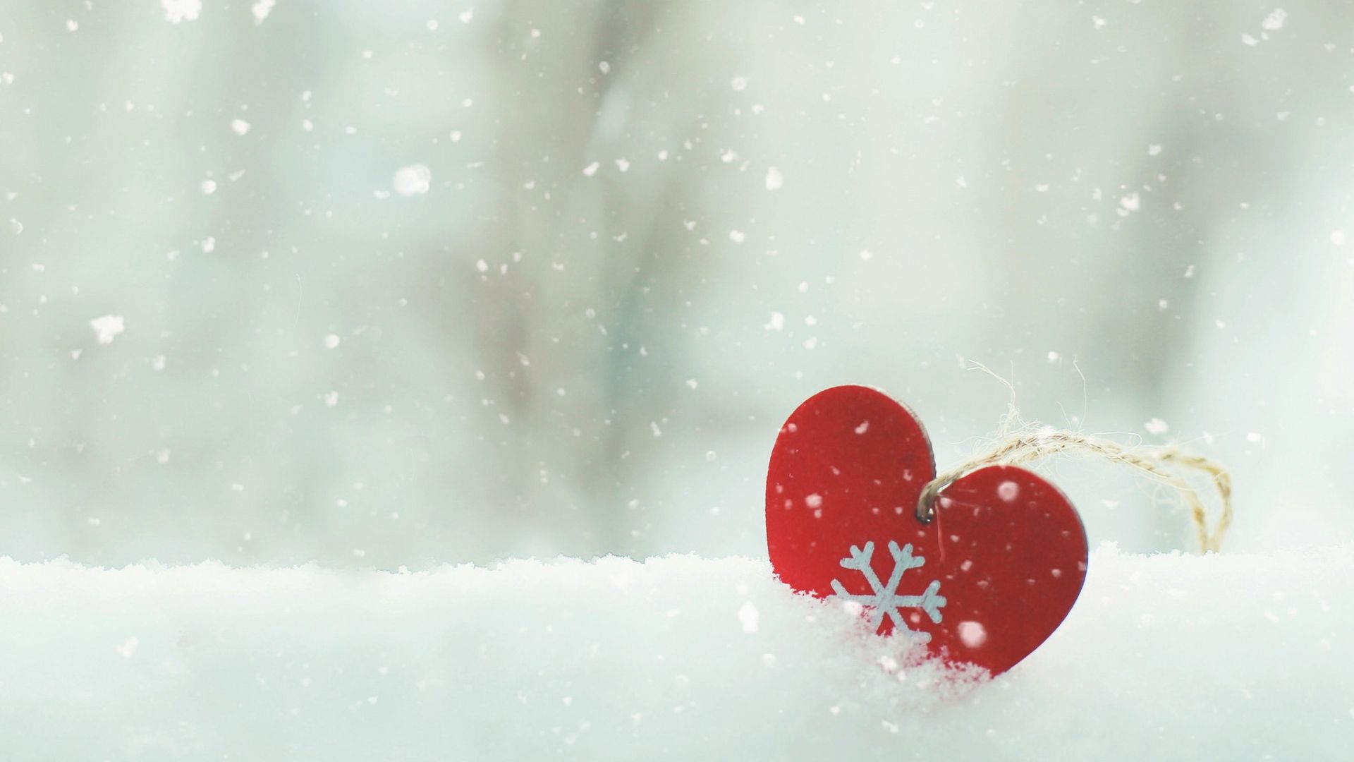 Wallpaper Snow, heart, snowflakes