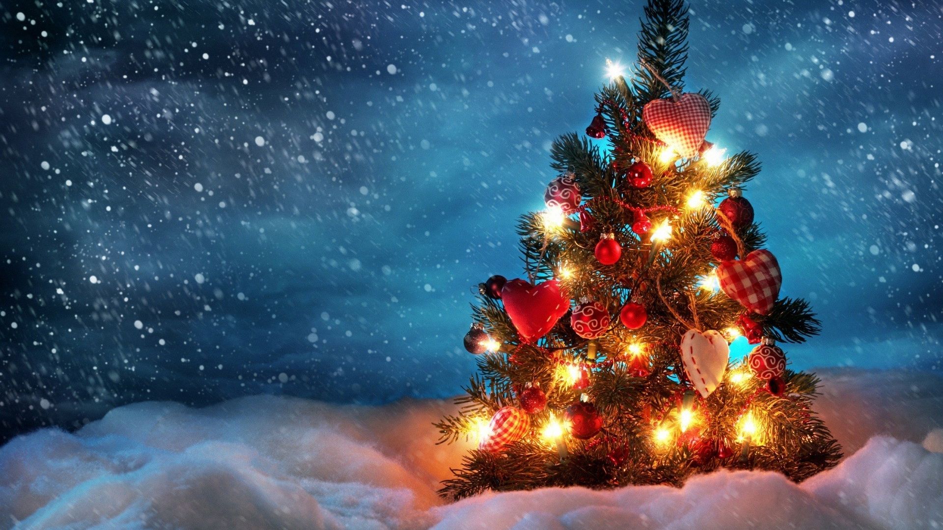 Wallpaper Christmas tree and lights