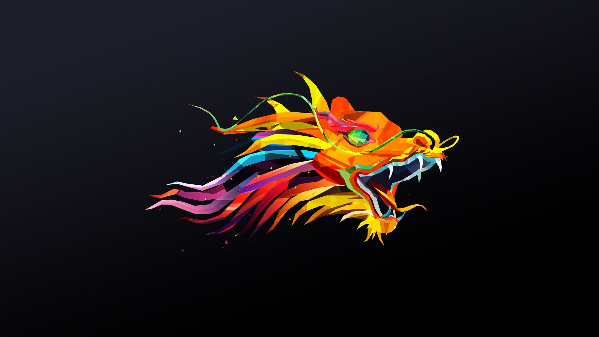 Wallpaper Dragon low poly colorful artwork