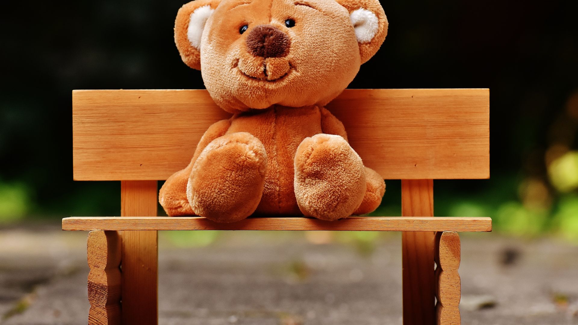 Desktop Wallpaper Teddy Bear, Sitting, Bench, Toy, Hd Image, Picture,  Background, Aua8g3