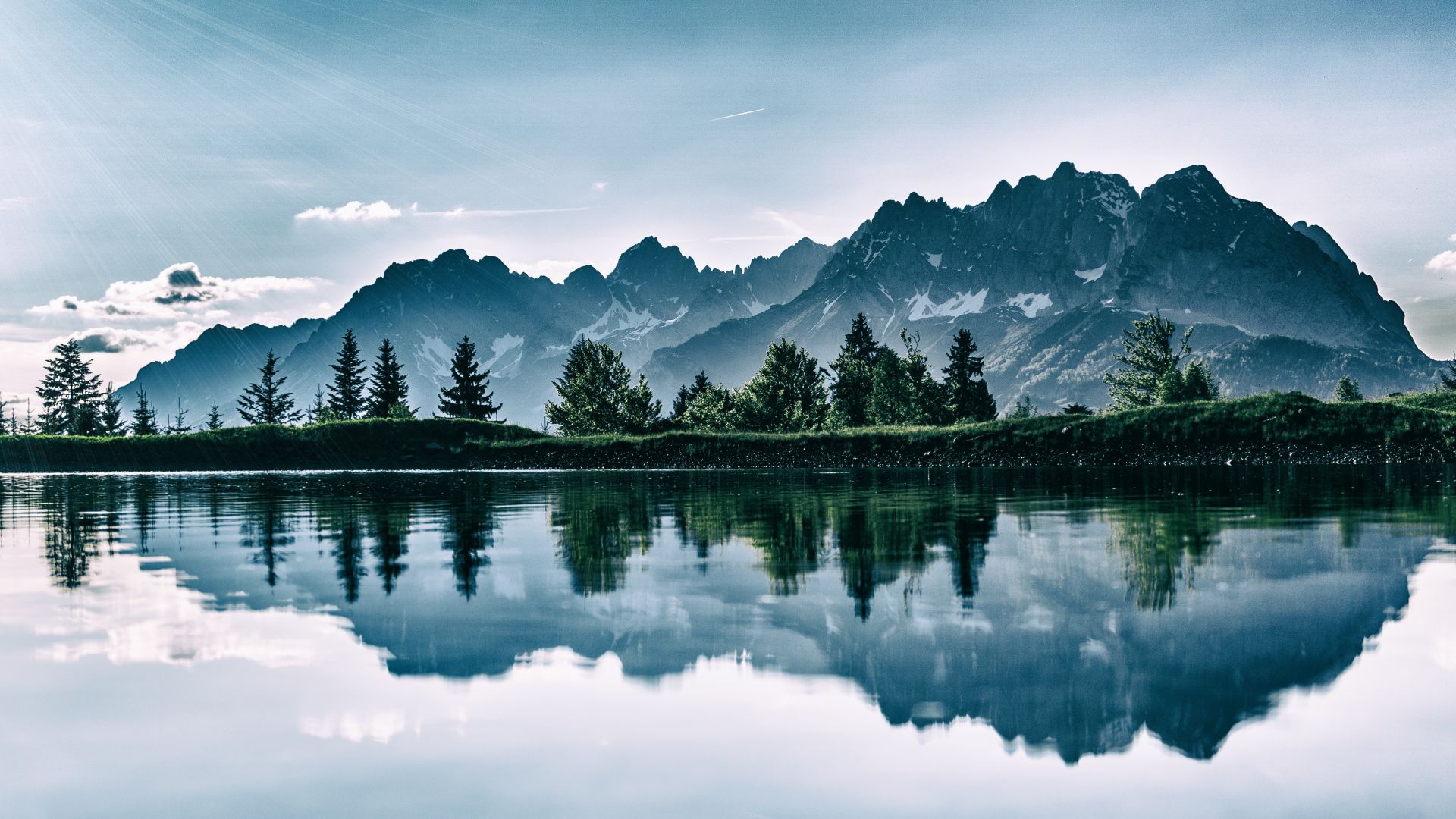 Wallpaper Mountains, nature, lake, reflections, tree