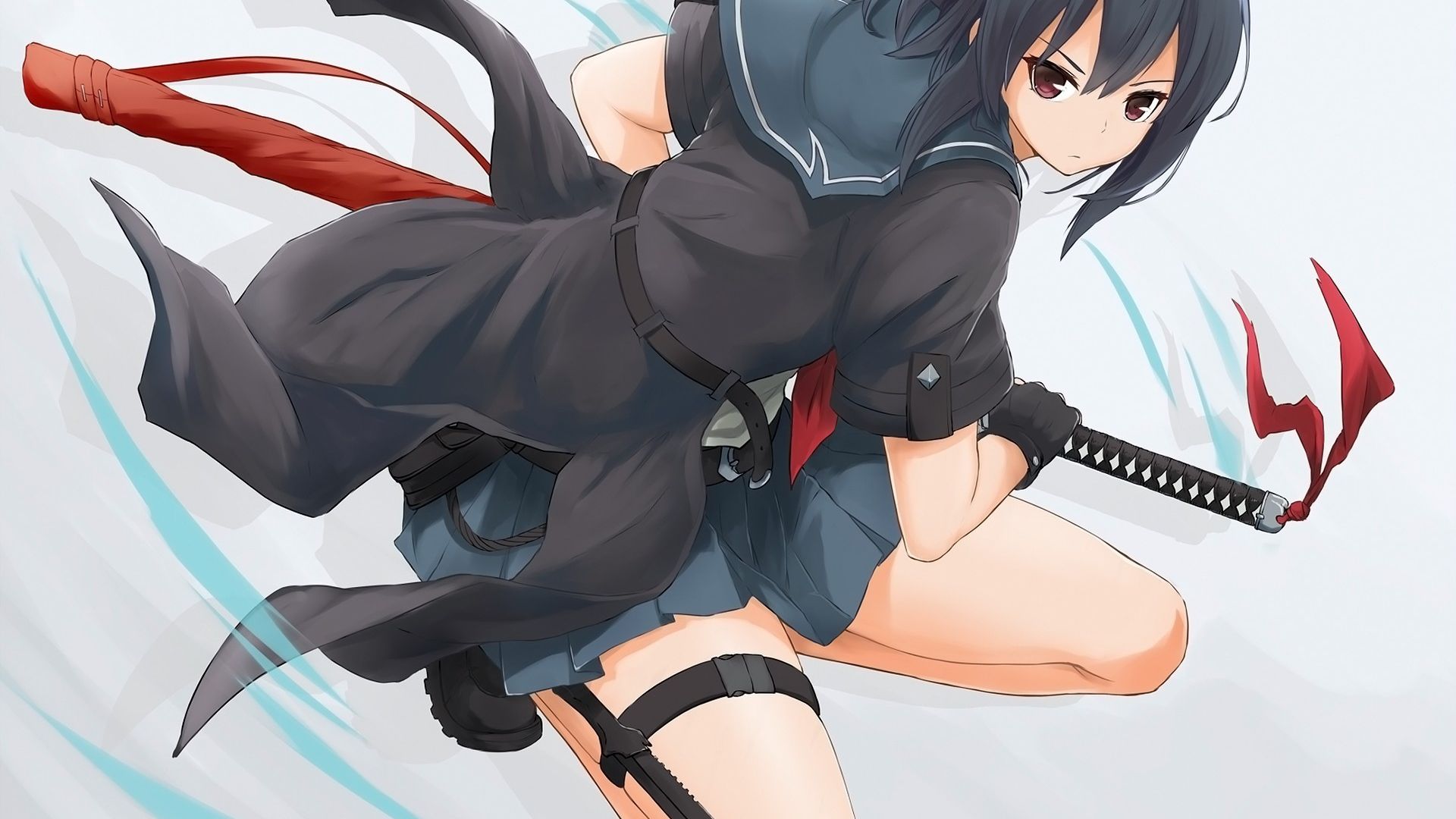 Wallpaper Warrior, anime girl with katana