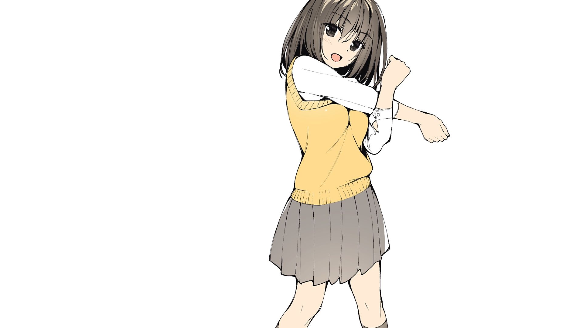 Wallpaper Cute, anime girl, school dress, short hair, original