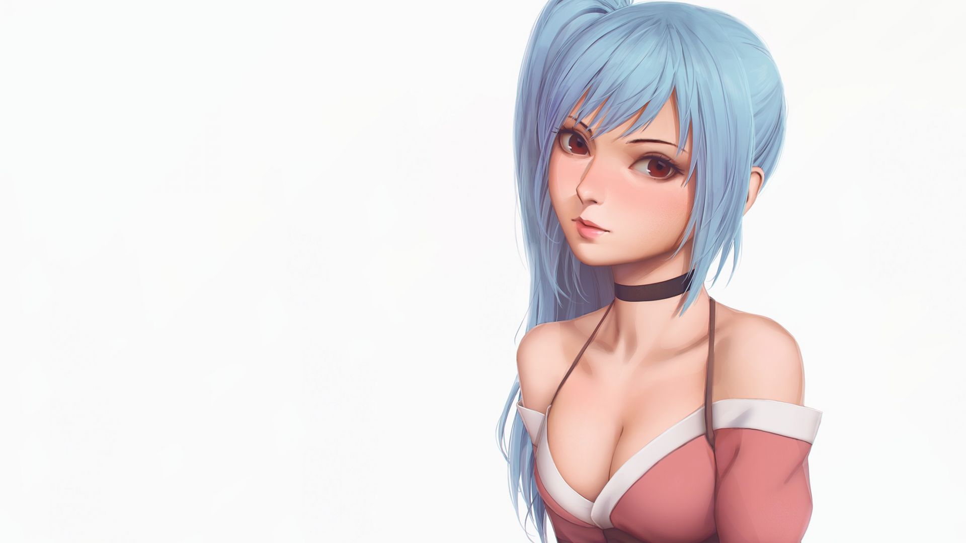 Wallpaper Beautiful girl, blue hair, art