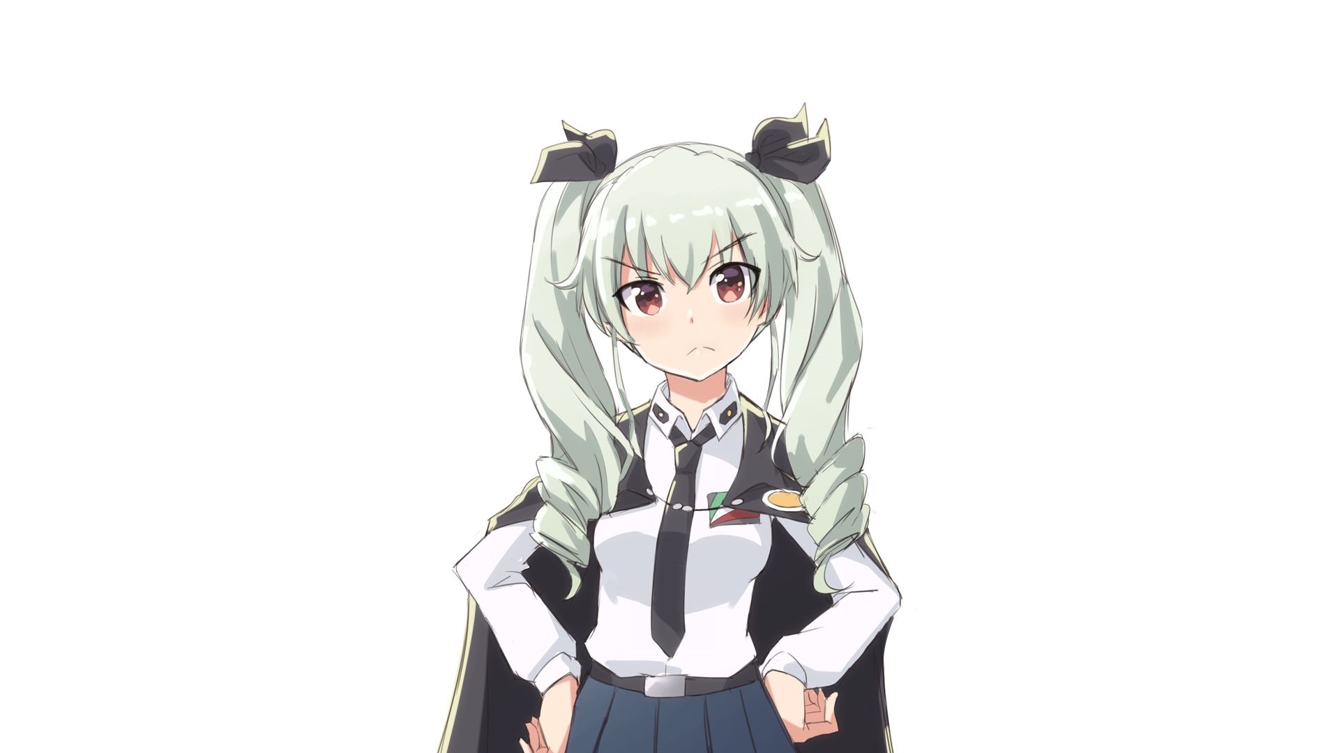Wallpaper Green hair, angry, Anchovy, Girls und panzer